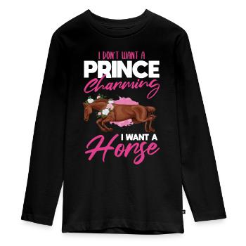 Drôle de cavalier disant motif - T-shirt manches longues Premium Ado - noir - Devant - AI Model Kid Female (0cm)