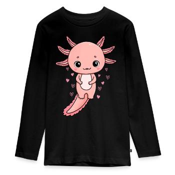 Axolotl Kawaii Axolotl Lover Cute Axolotl - Teenager Premium Bio Langarmshirt - Schwarz - Vorne - AI Model Kid Female (0cm)