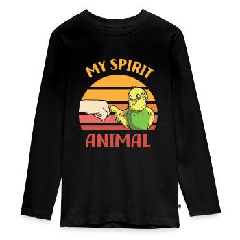 Wellensittich - Teenager Premium Bio Langarmshirt - Schwarz - Vorne - AI Model Kid Female (0cm)