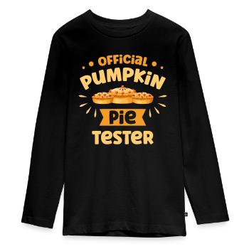 Testeur officiel de tarte à la citrouille Thanksgiving - T-shirt manches longues Premium Ado - noir - Devant - AI Model Kid Female (0cm)