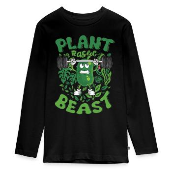 Vegetarische Vegane Gurke Auf Pflanzlicher Basis - Teenager Premium Bio Langarmshirt - Schwarz - Vorne - AI Model Kid Female (0cm)