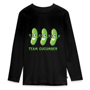 Team Gurke Vegetarisch Gemüse Gemüse Vegan - Teenager Premium Bio Langarmshirt - Schwarz - Vorne - AI Model Kid Female (0cm)