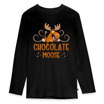 Chocolate Elk Animal Alces Choco Deer - Teenager Premium Organic Long Sleeve Shirt - black - Front - AI Model Kid Female (0cm)