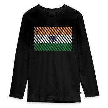 Drapeau de l’Inde - T-shirt manches longues Premium Ado - noir - Devant - AI Model Kid Female (0cm)