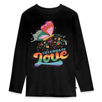 Citation de motivation Love Butterfly avec des papillons - T-shirt manches longues Premium Ado - noir - Devant - AI Model Kid Female (0cm)