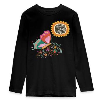 Citation de motivation du papillon tournesol avec du beurre - T-shirt manches longues Premium Ado - noir - Devant - AI Model Kid Female (0cm)