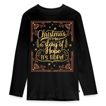 Christmas vintage saying golden typography - Teenager Premium Organic Long Sleeve Shirt - black - Front - AI Model Kid Female (0cm)