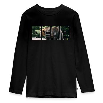 Bär - Teenager Premium Bio Langarmshirt - Schwarz - Vorne - AI Model Kid Female (0cm)