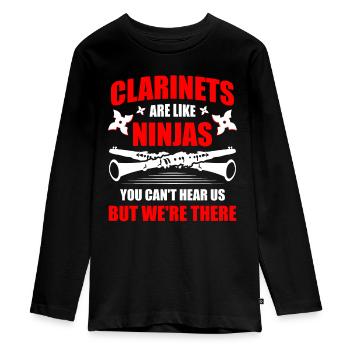 Clarinets are like Ninja's musician musical - Teenager Premium Organic Long Sleeve Shirt - black - Front - AI Model Kid Female (0cm)