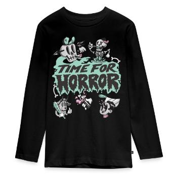 Temps pour l’horreur Mort-vivant Squelette Halloween Party - T-shirt manches longues Premium Ado - noir - Devant - AI Model Kid Female (0cm)