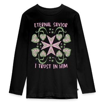 Jésus-Christ, Jésus Croix de Malte Disant - T-shirt manches longues Premium Ado - noir - Devant - AI Model Kid Female (0cm)