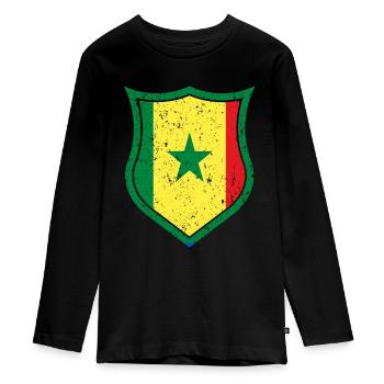 Senegal - Teenager Premium Organic Long Sleeve Shirt - black - Front - AI Model Kid Female (0cm)