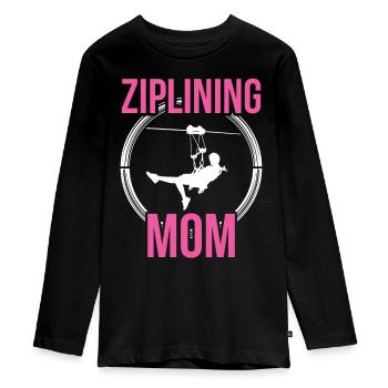 Ziplining Mama Sport Zipline Seilrutsche Sprüche - Teenager Premium Bio Langarmshirt - Schwarz - Vorne - AI Model Kid Female (0cm)