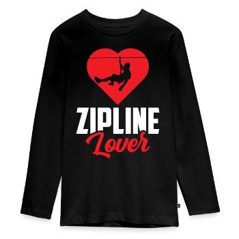 Zipline-Liebhaber Zipline Seilrutsche Ziplining - Teenager Premium Bio Langarmshirt - Schwarz - Vorne - AI Model Kid Female (0cm)