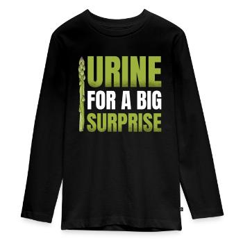 Urin Für Eine Große Überraschung Gemüse Veganer - Teenager Premium Bio Langarmshirt - Schwarz - Vorne - AI Model Kid Female (0cm)