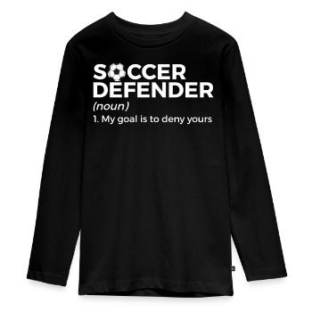Fußball Spieler Geschenk - Teenager Premium Bio Langarmshirt - Schwarz - Vorne - AI Model Kid Female (0cm)