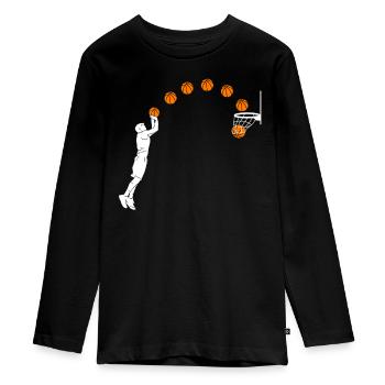 Basketball Geschenk für Basketballspieler - Teenager Premium Bio Langarmshirt - Schwarz - Vorne - AI Model Kid Female (0cm)