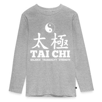 Tai Balance Tranquility Strength - Teenager Premium Organic Long Sleeve Shirt - heather grey - Front