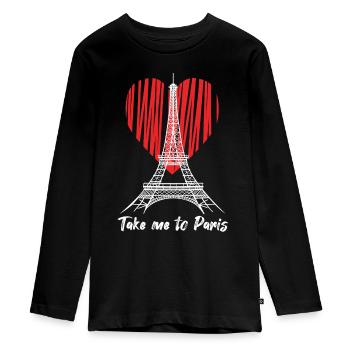 Eiffelturm-Liebe Bring mich nach Paris Frankreich - Teenager Premium Bio Langarmshirt - Schwarz - Vorne - AI Model Kid Female (0cm)
