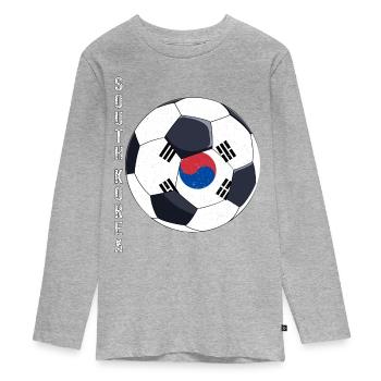 Corée du Sud Soccer Ball Drapeau sud-coréen - T-shirt manches longues Premium Ado - gris chiné - Devant