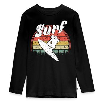 Surfen - Teenager Premium Bio Langarmshirt - Schwarz - Vorne - AI Model Kid Female (0cm)