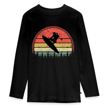 Surfen - Teenager Premium Bio Langarmshirt - Schwarz - Vorne - AI Model Kid Female (0cm)