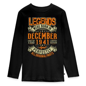 1941 Décembre Birthday Legend - T-shirt manches longues Premium Ado - noir - Devant - AI Model Kid Female (0cm)