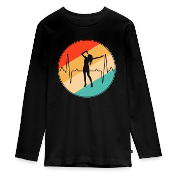 Chanter Retro Heartbeat - T-shirt manches longues Premium Ado - noir - Devant - AI Model Kid Female (0cm)