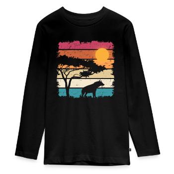 Hyène vintage - T-shirt manches longues Premium Ado - noir - Devant - AI Model Kid Female (0cm)