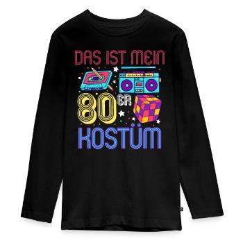 Das ist mein 80er Kostüm - Teenager Premium Bio Langarmshirt - Schwarz - Vorne - AI Model Kid Female (0cm)