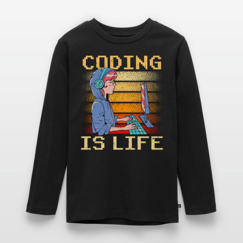 Coding is Life Coder Code Programmer T-shirt manches longues Premium Ado