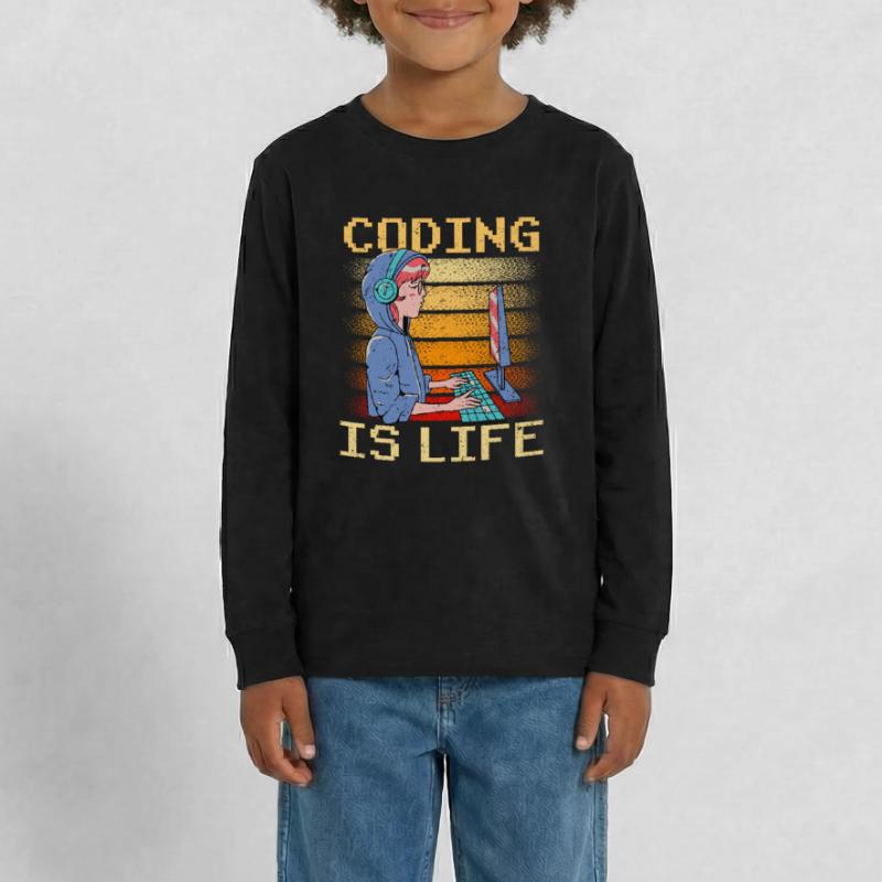 Coding is Life Coder Code Programmer T-shirt manches longues Premium Ado