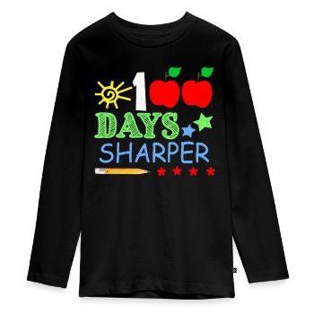 Crayon 100e jour plus précis 100 jours d’école - T-shirt manches longues Premium Ado - noir - Devant - AI Model Kid Female (0cm)