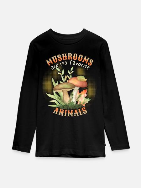 Waldpilze, Pilze, lustiger Spruch - Teenager Premium Bio Langarmshirt - Schwarz