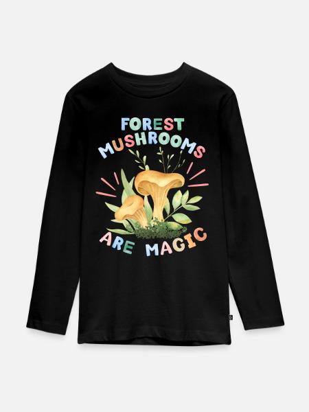 Pilze, Waldpilze, lustiger Spruch - Teenager Premium Bio Langarmshirt - Schwarz