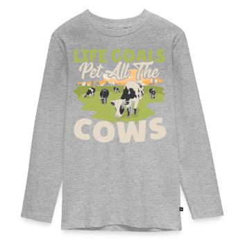 Vache Vaches Muh Pis Vache laitière Ferme Vache Crâne de vache Éleveur - T-shirt manches longues Premium Ado - gris chiné - Devant
