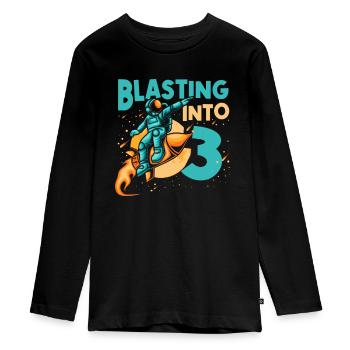 Astronauten-liebhaber-raumschiff Tutto il meglio per il 3. - Maglia a maniche lunghe ecologica premium per ragazzi - nero - Fronte - AI Model Kid Female (0cm)