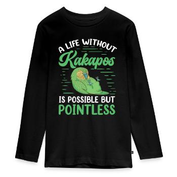 Kakapo Leben ohne flugunfähiger Kakapo - Teenager Premium Bio Langarmshirt - Schwarz - Vorne - AI Model Kid Female (0cm)
