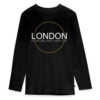 London Spruch - Teenager Premium Bio Langarmshirt - Schwarz - Vorne - AI Model Kid Female (0cm)