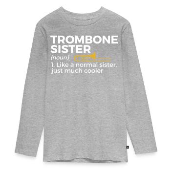 Trombone Musician Brass Band - Teenager Premium Organic Long Sleeve Shirt - heather grey - Front