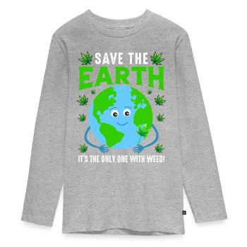 Jour de la Terre - T-shirt manches longues Premium Ado - gris chiné - Devant