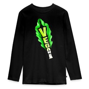 Feuille de laitue végétalienne pour le végétarisme et le véganisme - - T-shirt manches longues Premium Ado - noir - Devant - AI Model Kid Female (0cm)