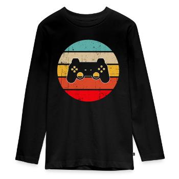 Gaming Retro - Teenager Premium Bio Langarmshirt - Schwarz - Vorne - AI Model Kid Female (0cm)