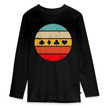 Poker Rétro - T-shirt manches longues Premium Ado - noir - Devant - AI Model Kid Female (0cm)