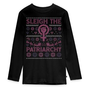 Sleigh The Patriarchy - Teenager Premium Bio Langarmshirt - Schwarz - Vorne - AI Model Kid Female (0cm)