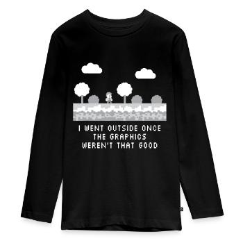 Ich ging nach draußen, als die Grafik nicht so gut war - Teenager Premium Bio Langarmshirt - Schwarz - Vorne - AI Model Kid Female (0cm)
