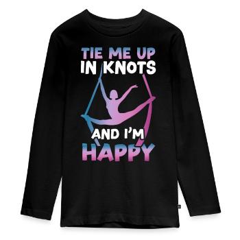 Aerialist - Aerial Yoga und Aerial Silk Akrobatik - Teenager Premium Bio Langarmshirt - Schwarz - Vorne - AI Model Kid Female (0cm)