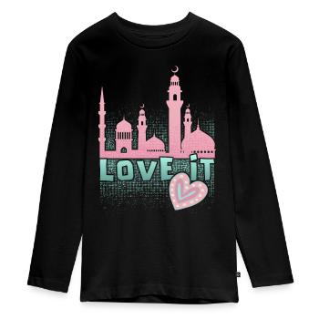 Islamischer Glaube, Moschee Spruch, Ramadan - Teenager Premium Bio Langarmshirt - Schwarz - Vorne - AI Model Kid Female (0cm)