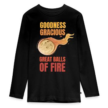 Große Feuerbälle lustiger flammender Meteor Komet ast - Teenager Premium Bio Langarmshirt - Schwarz - Vorne - AI Model Kid Female (0cm)