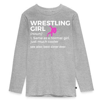 Wrestling - Teenager Premium Bio Langarmshirt - Grau meliert - Vorne